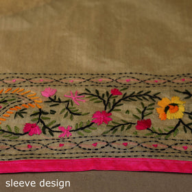 Bengal chanderi silk hand embroidered saree 04 - handcrafted