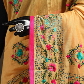 Bengal chanderi silk hand embroidered saree 14 - handcrafted