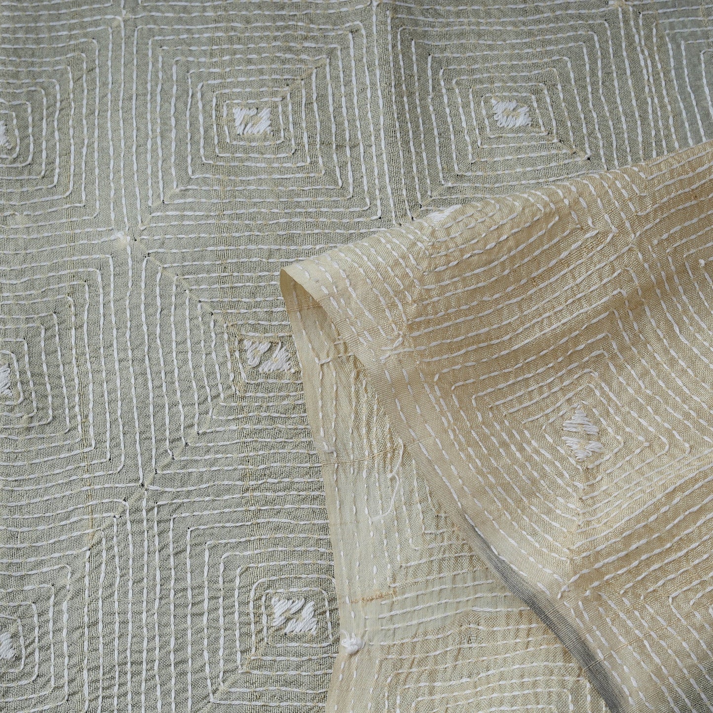 Bengal hand embroidery pure tussar silk handloom kantha