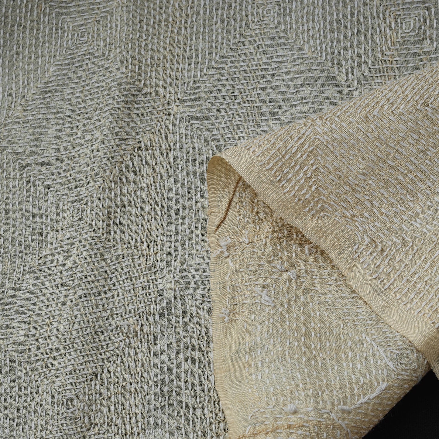 Bengal hand embroidery pure tussar silk handloom kantha