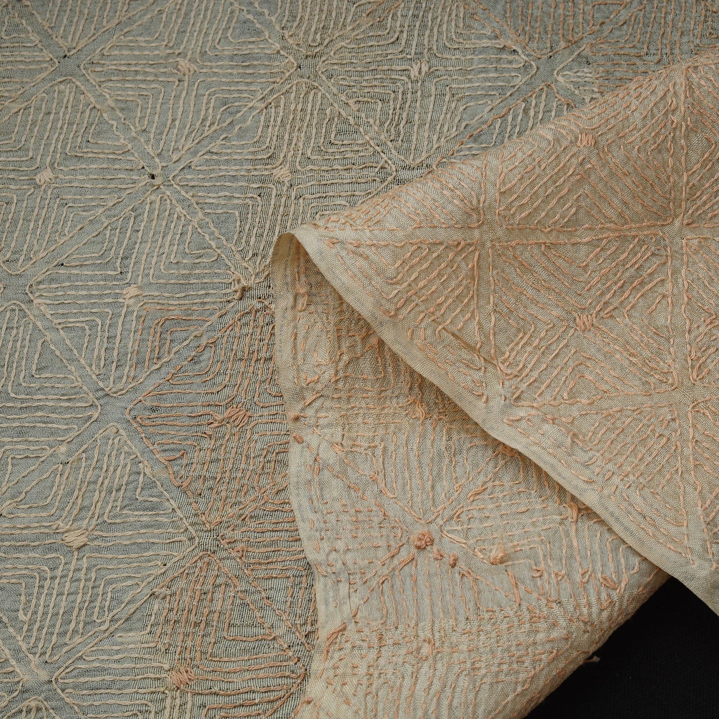Bengal hand embroidery pure tussar silk handloom kantha
