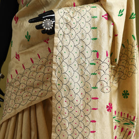 Bengal hand embroidery silk nakshi kantha saree 38