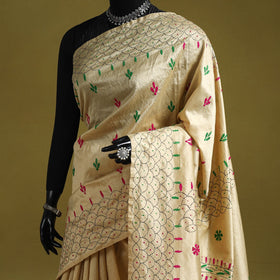 Bengal hand embroidery silk nakshi kantha saree 38