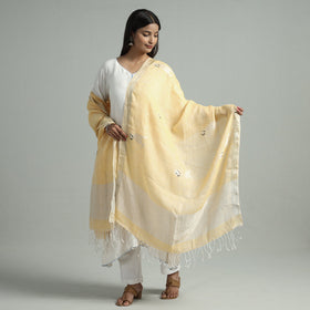  Bengal Jamdani Handloom Linen Dupatta with Tassels 14 Online at iTokri.com