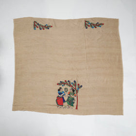 Beige Bengal Kantha Embroidery Raw Silk Blouse Piece 