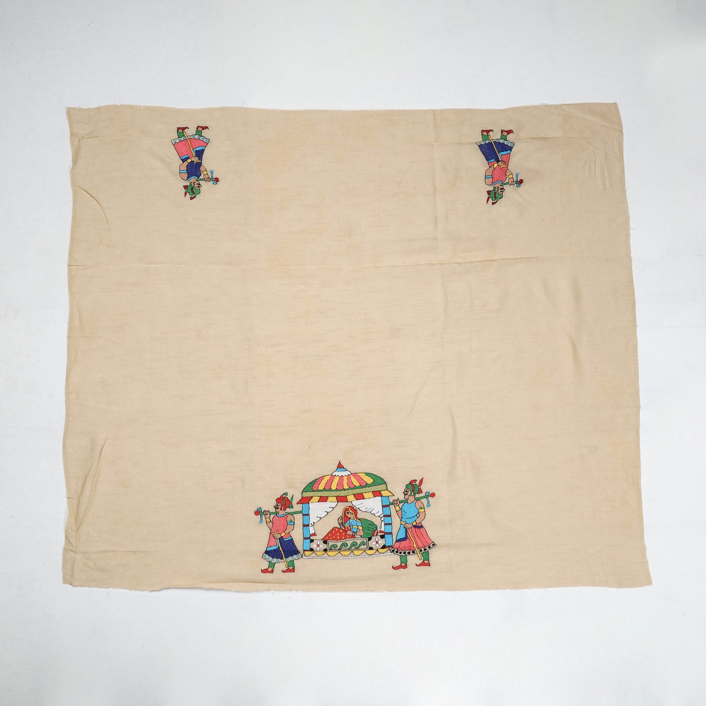 Buy Bengal Kantha Embroidery Raw Silk Blouse Piece Online at iTokri.com