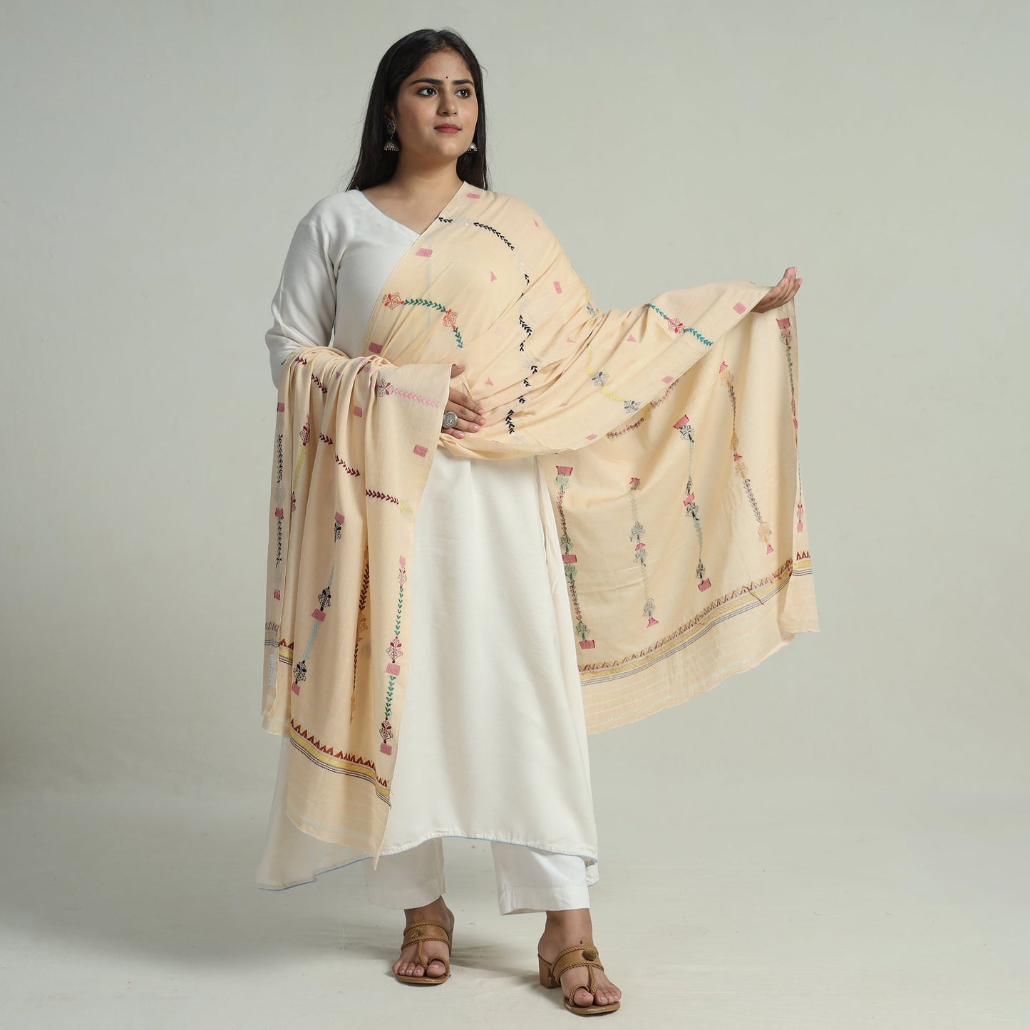 Buy Bengal Kantha Embroidery Silk Cotton Dupatta 05 Online at iTokri.com