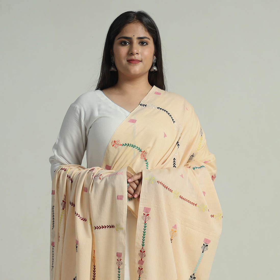 Buy Bengal Kantha Embroidery Silk Cotton Dupatta 05 Online at iTokri.com