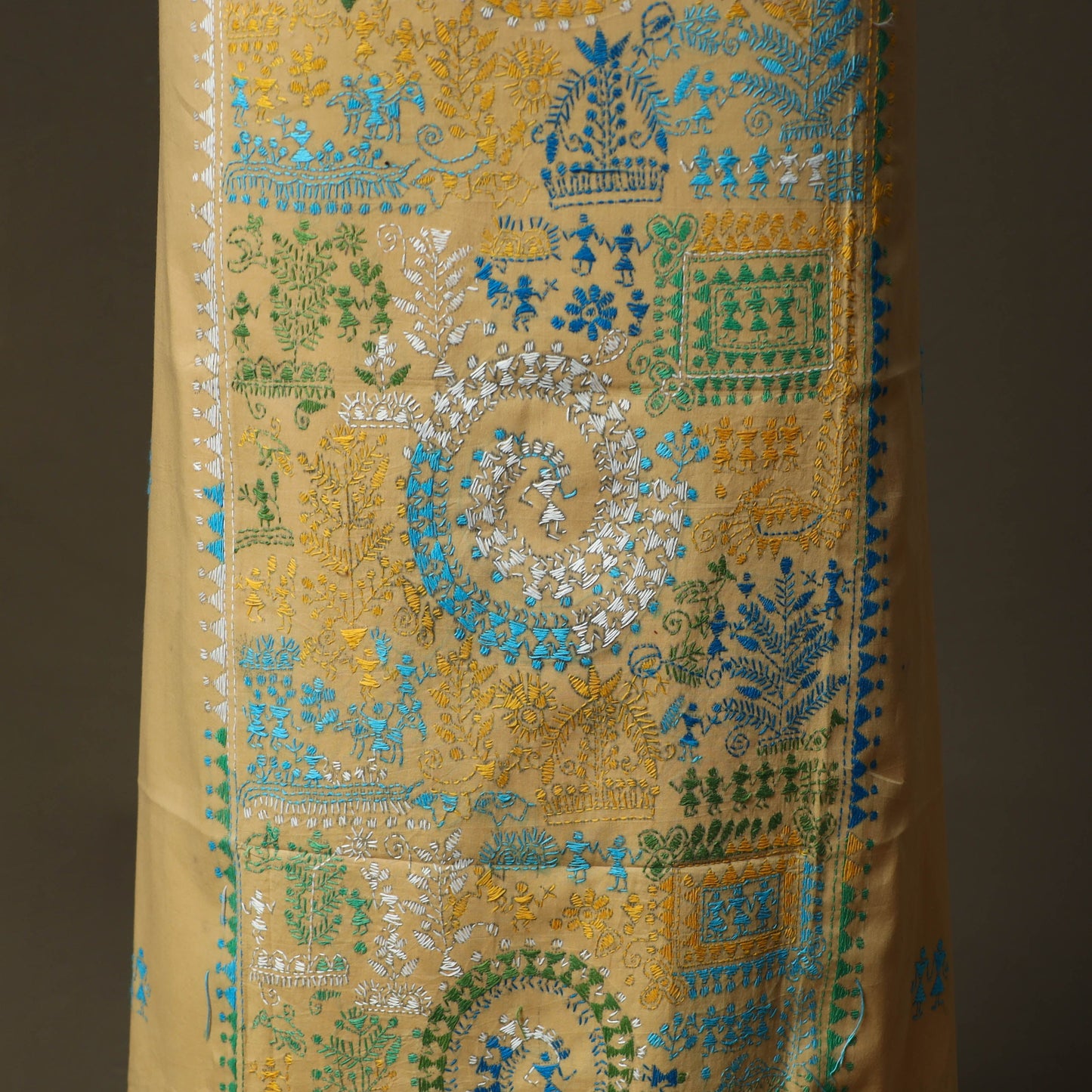 Bengal kantha hand embroidered cotton unstitched kurta