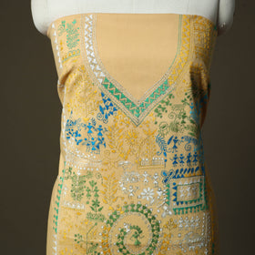 Bengal kantha hand embroidered cotton unstitched kurta