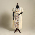 Beige - bengal kantha hand embroidery cotton kaftan (long)