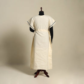 Beige - bengal kantha hand embroidery cotton kaftan (long)