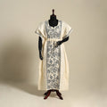 Beige - bengal kantha hand embroidery cotton kaftan (long)