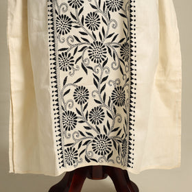 Beige - bengal kantha hand embroidery cotton kaftan (long)