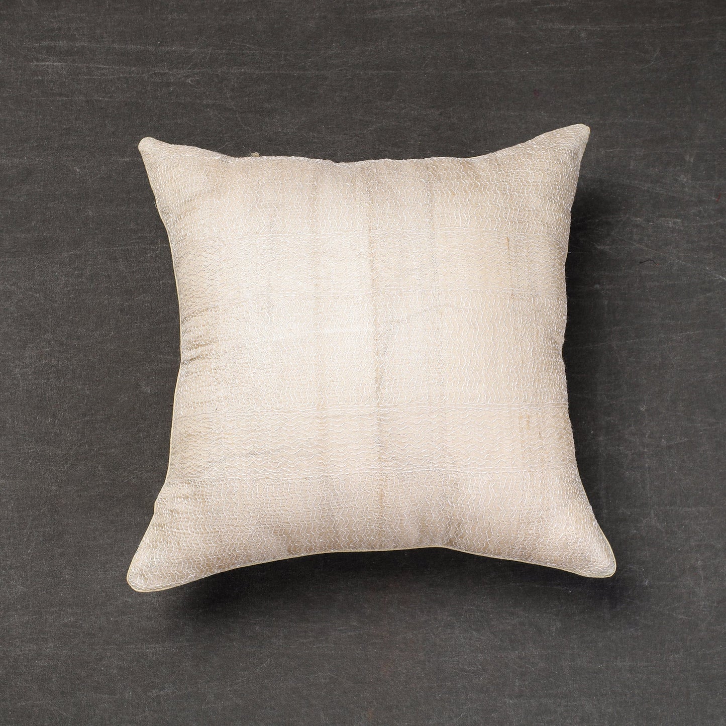 Buy Bengal Kantha Embroidery Tussar Silk Cushion Cover Online at iTokri.com