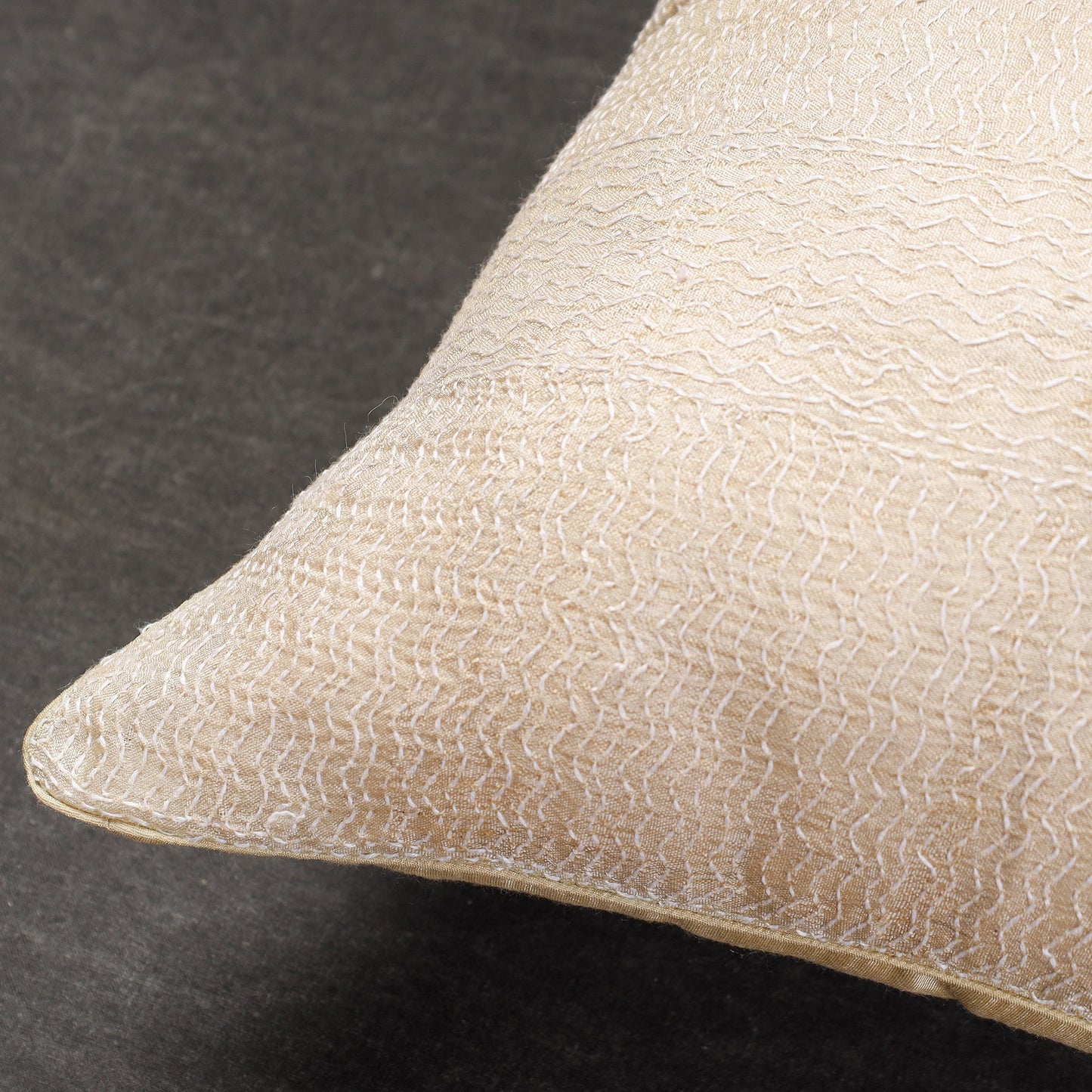 Buy Bengal Kantha Embroidery Tussar Silk Cushion Cover Online at iTokri.com