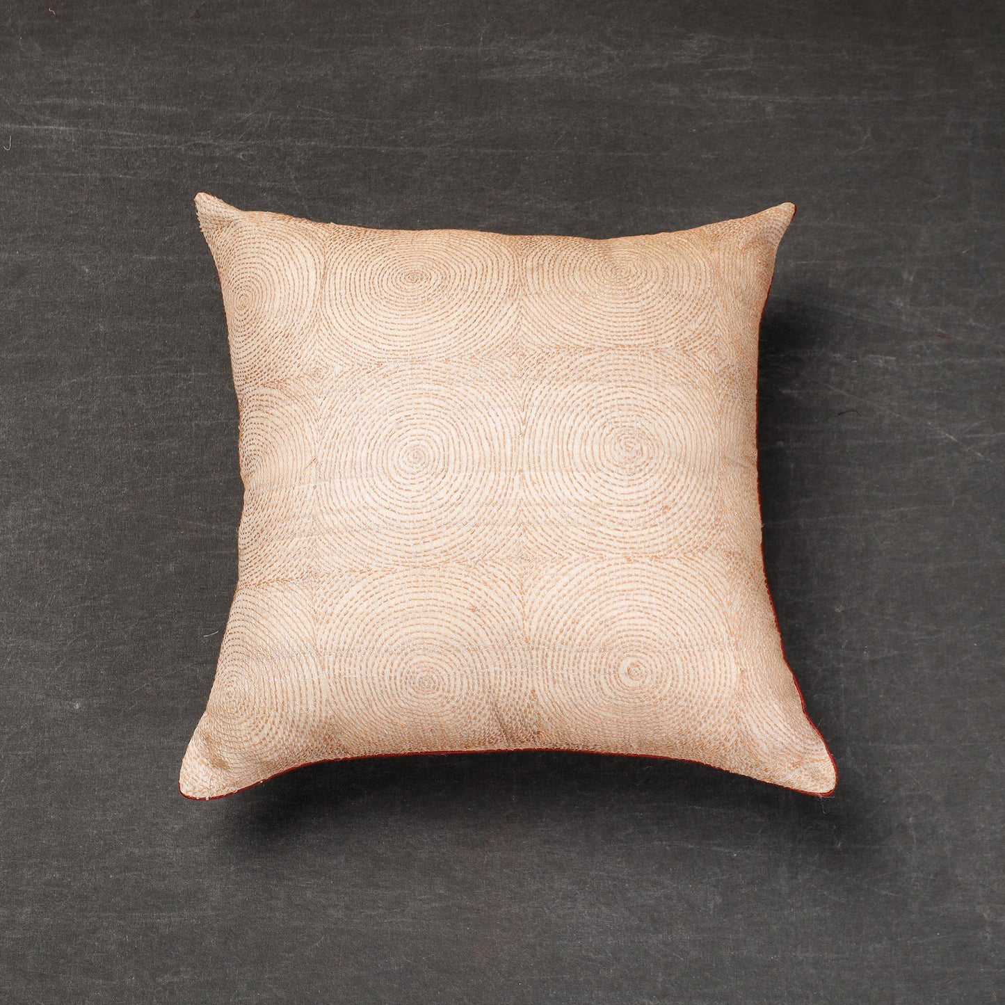 Buy Bengal Kantha Embroidery Tussar Silk Cushion Cover Online at iTokri.com