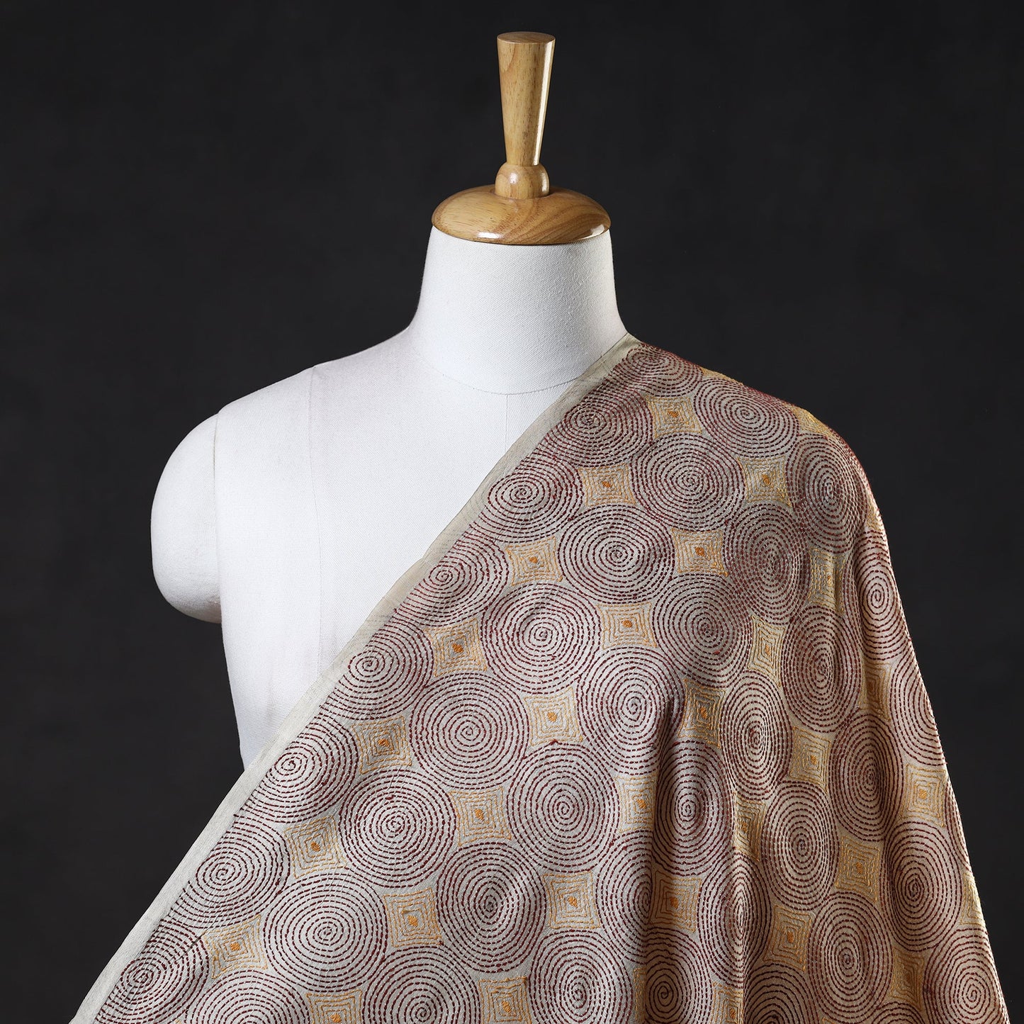Buy Bengal Kantha Work Pure Tussar Silk Handloom Fabric Online at iTokri.com