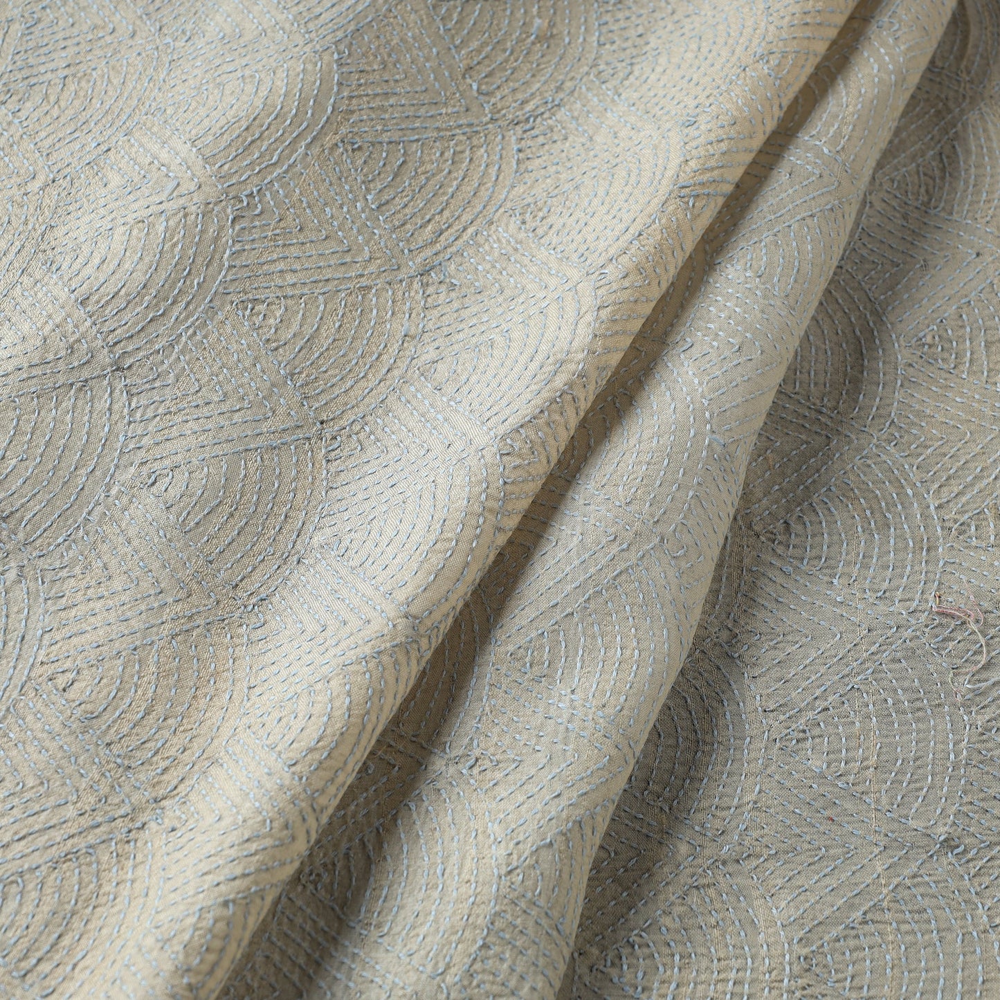  Bengal Kantha Work Pure Tussar Silk Handloom Fabric 