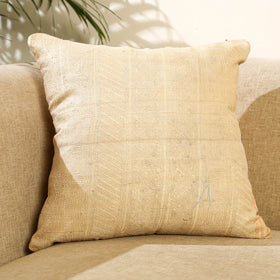 Buy Beige Bengal Kantha Work Reversible Silk Cushion Cover