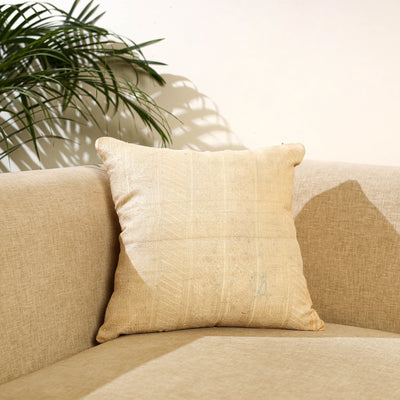 Buy Beige Bengal Kantha Work Reversible Silk Cushion Cover