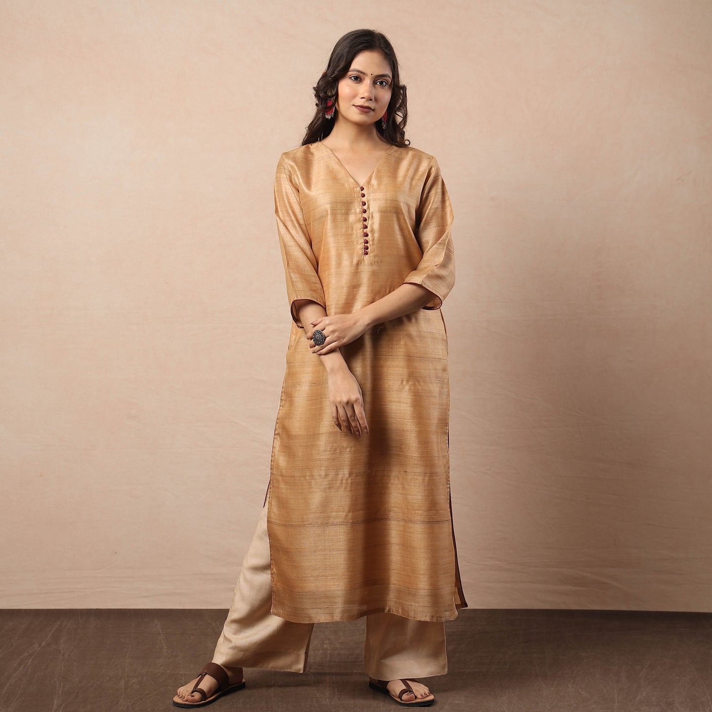 Buy Pure Desi Tussar Silk Long Kurta for Women