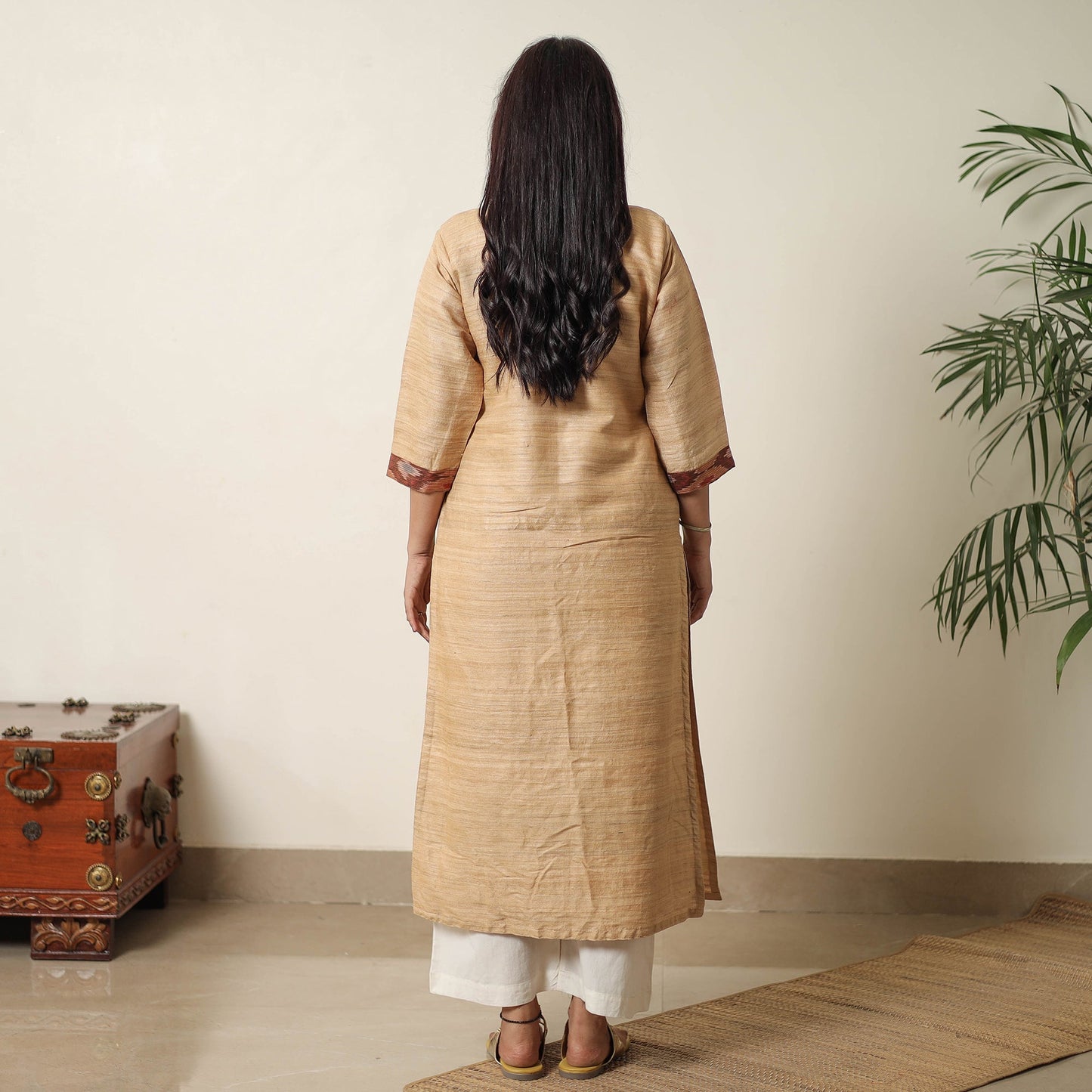 Bhagalpuri Handwoven Desi Tussar Silk Straight Kurta for Women