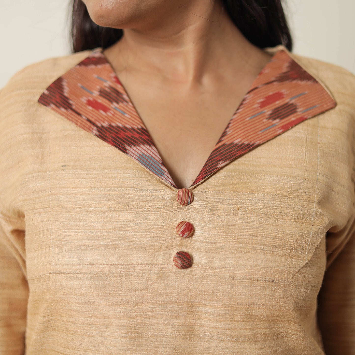 Bhagalpuri Handwoven Desi Tussar Silk Straight Kurta for Women