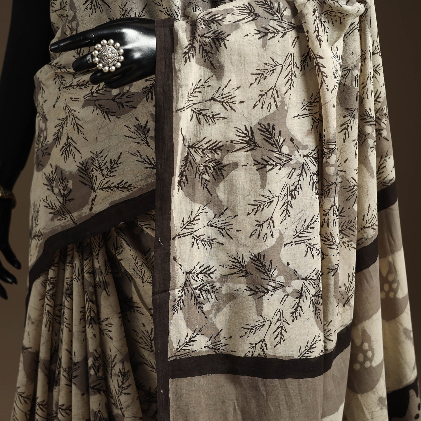 Beige - bindaas art natural dyed cotton saree 20