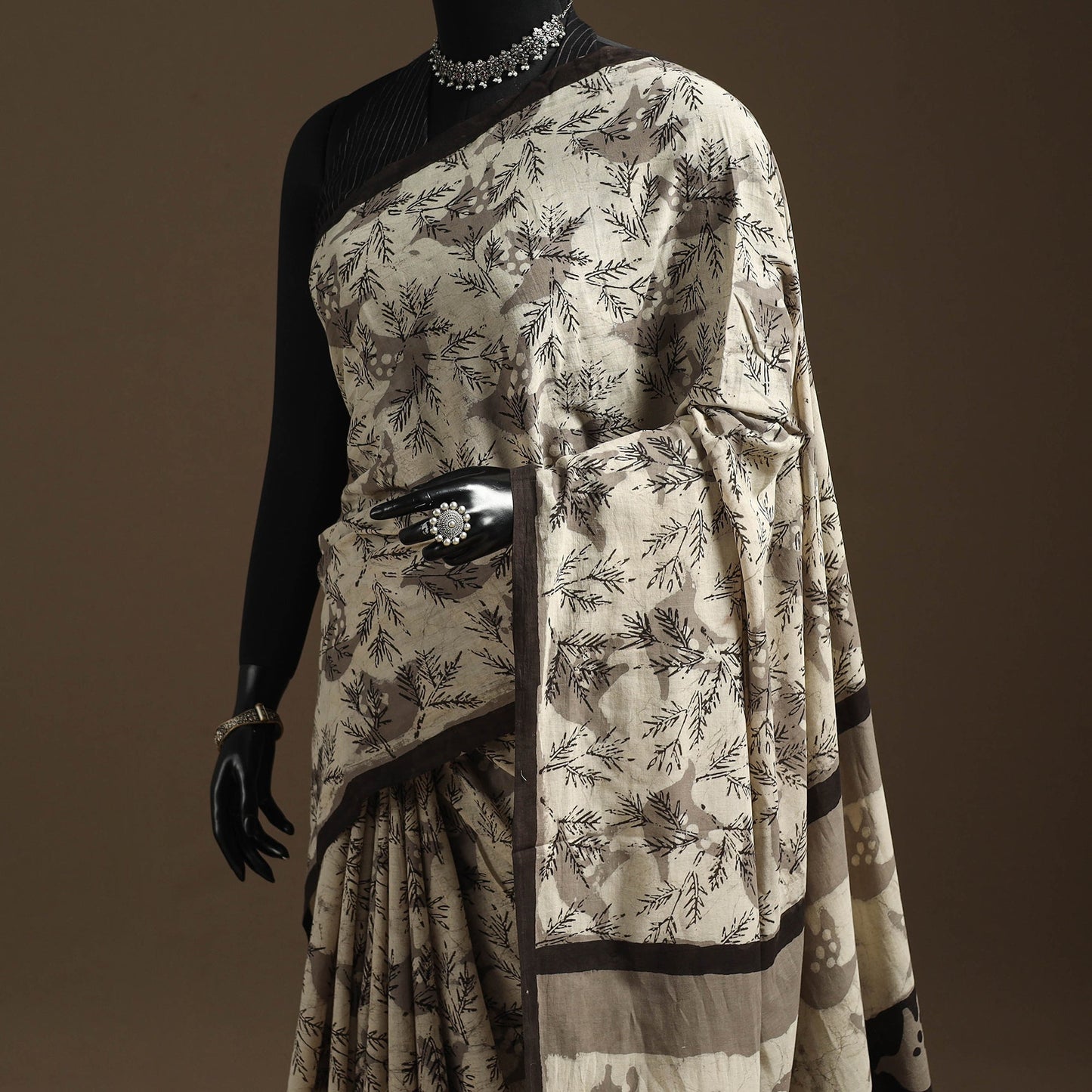 Beige - bindaas art natural dyed cotton saree 20