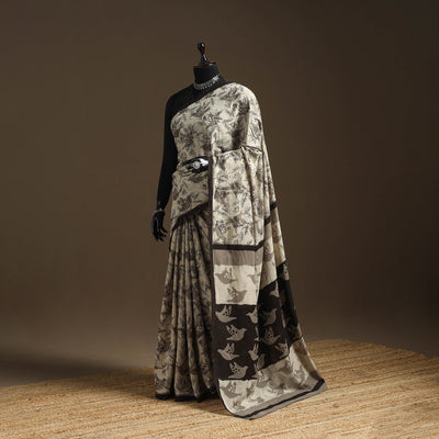 Beige - bindaas art natural dyed cotton saree 20