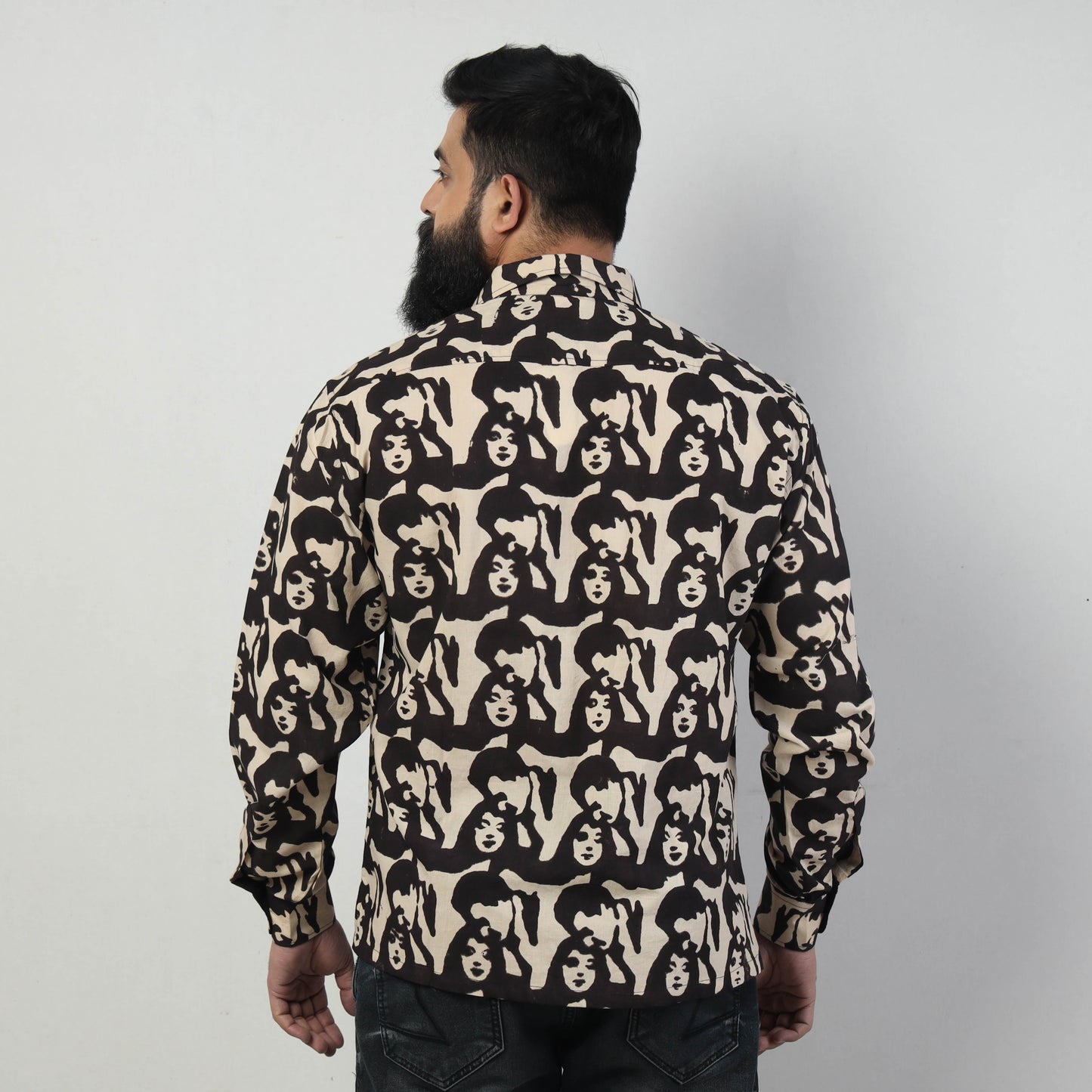 Bindaas Block Art Printed Cotton Men Full Sleeve Shirt