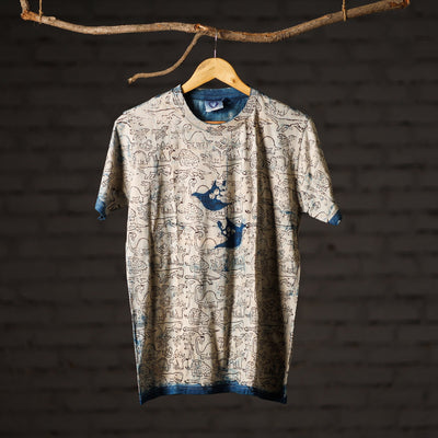 Beige - bindaas natural dyed art round neck t-shirt in pure