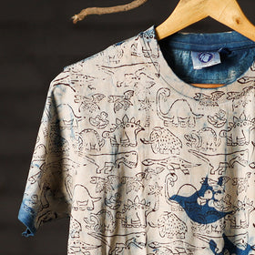 Beige - bindaas natural dyed art round neck t-shirt in pure