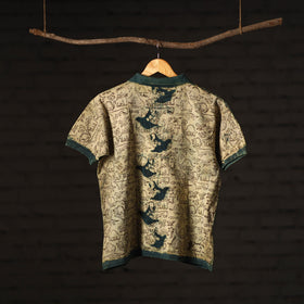 Bindaas Natural Dyed Art Block Print Unisex Polo Collar T-shirt