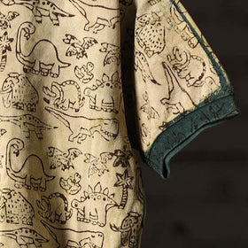 Bindaas Natural Dyed Art Block Print Unisex Polo Collar T-shirt