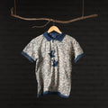  Beige Bindaas Natural Dyed Art Block Print Polo Collar T-shirt
