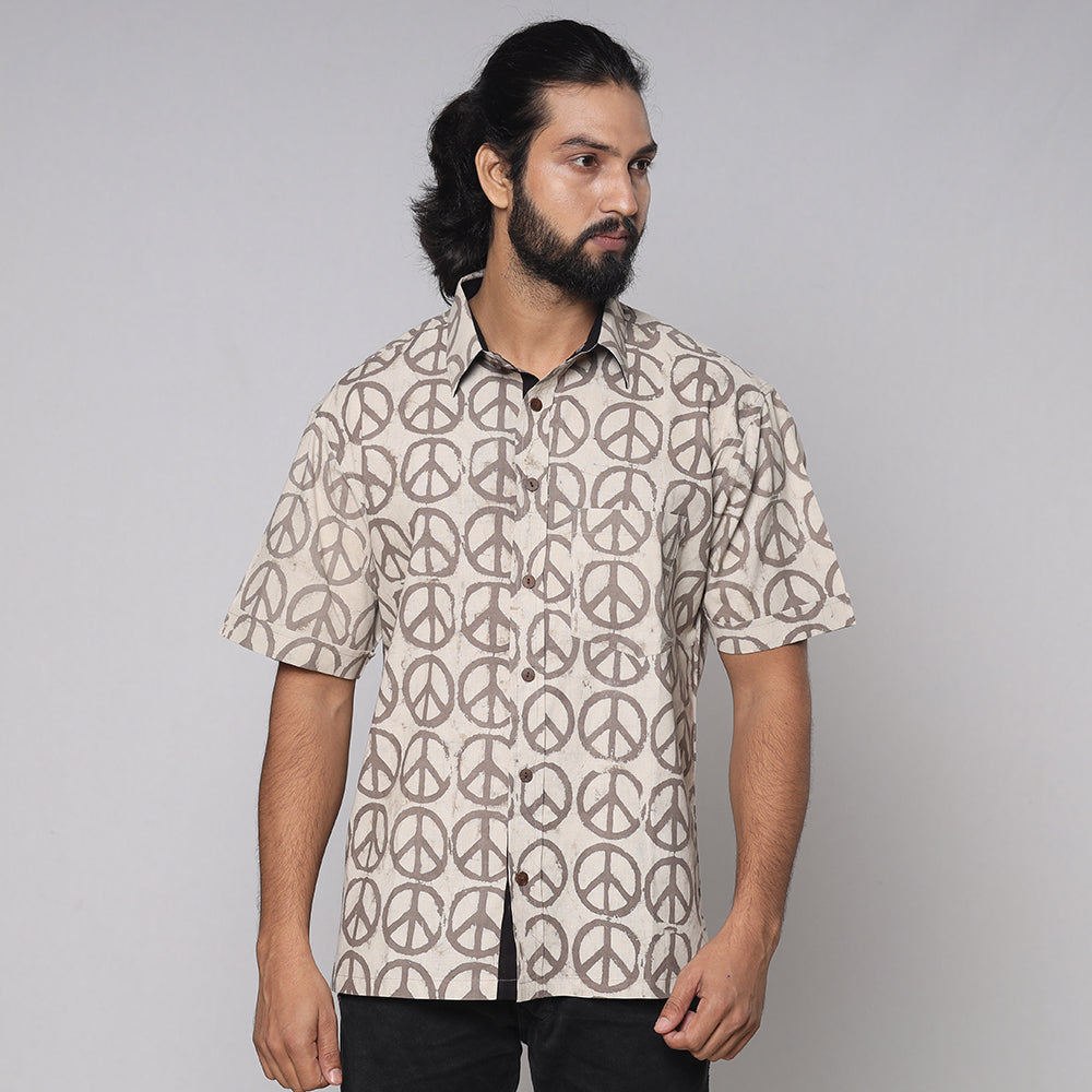 Buy Bindaas Block Printed Natural Dyed Cotton Men Half Sleeve Shirt Online at iTokri.com