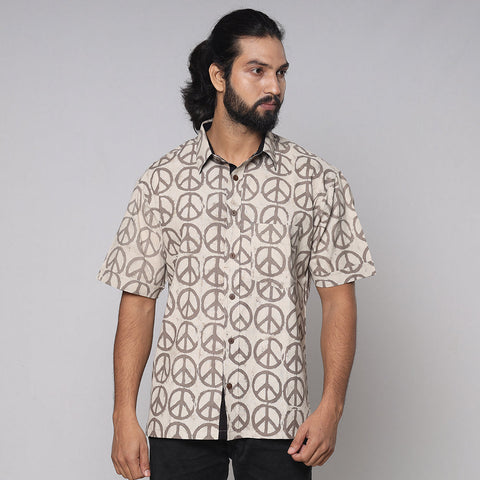 Buy Bindaas Block Printed Natural Dyed Cotton Men Half Sleeve Shirt Online at iTokri.com