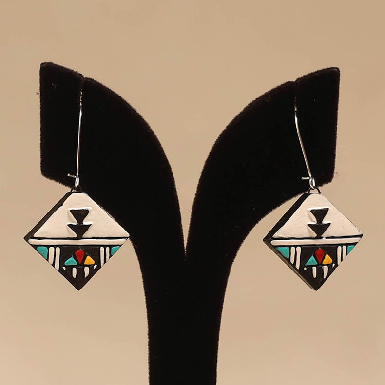 Bishnupur handpainted terracotta earrings 114 - handcrafted