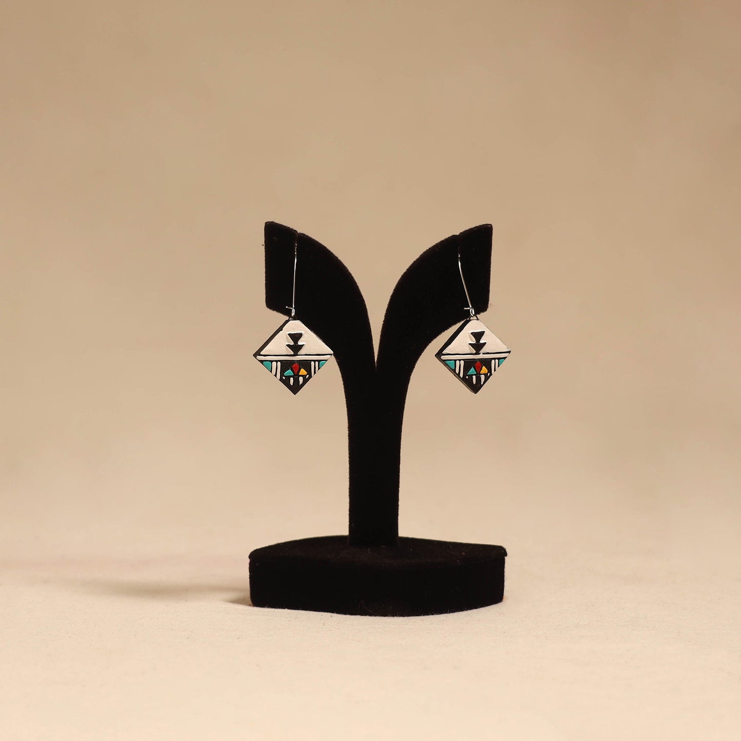 Bishnupur handpainted terracotta earrings 114 - handcrafted