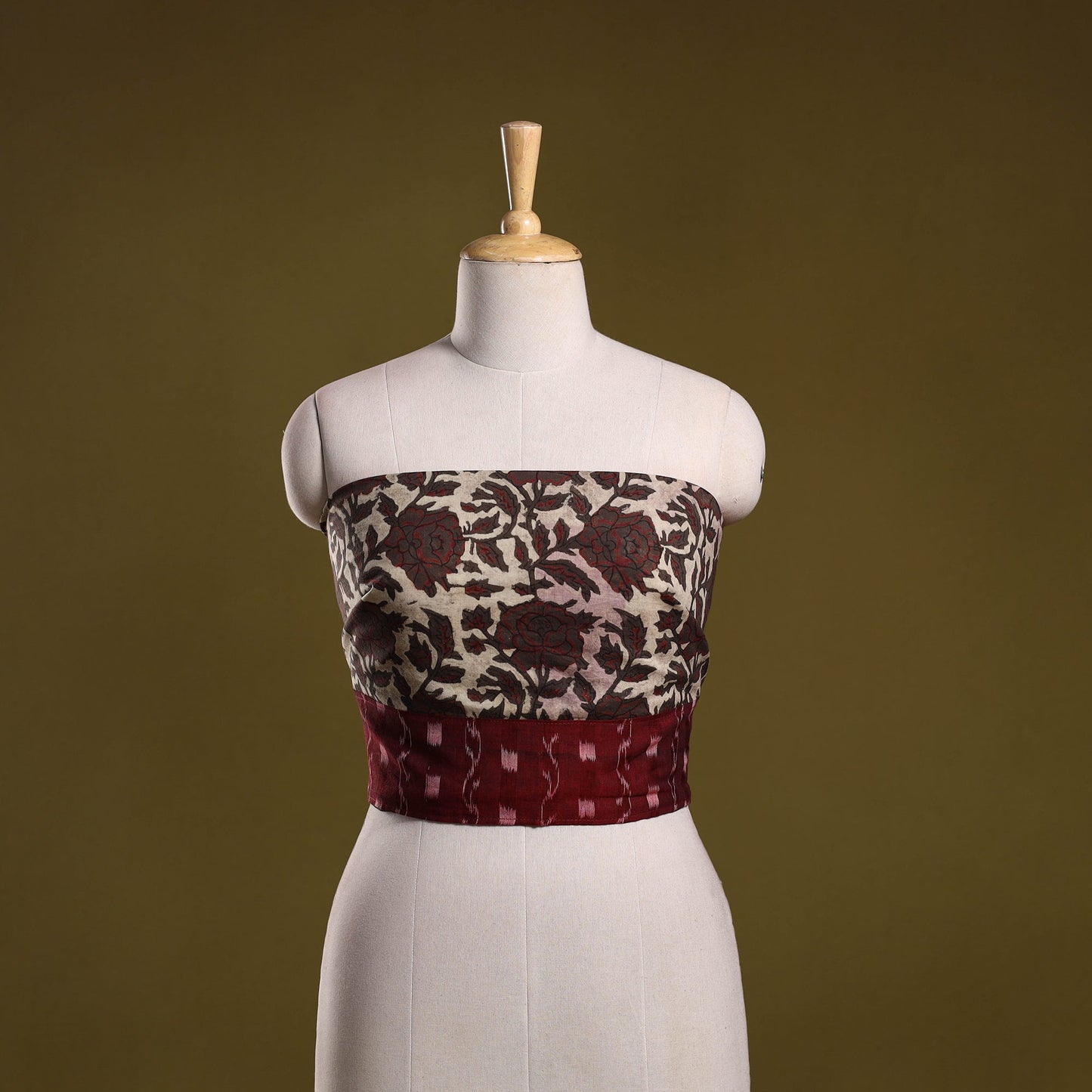 Block print cotton ajrakh blouse piece 04 - handcrafted
