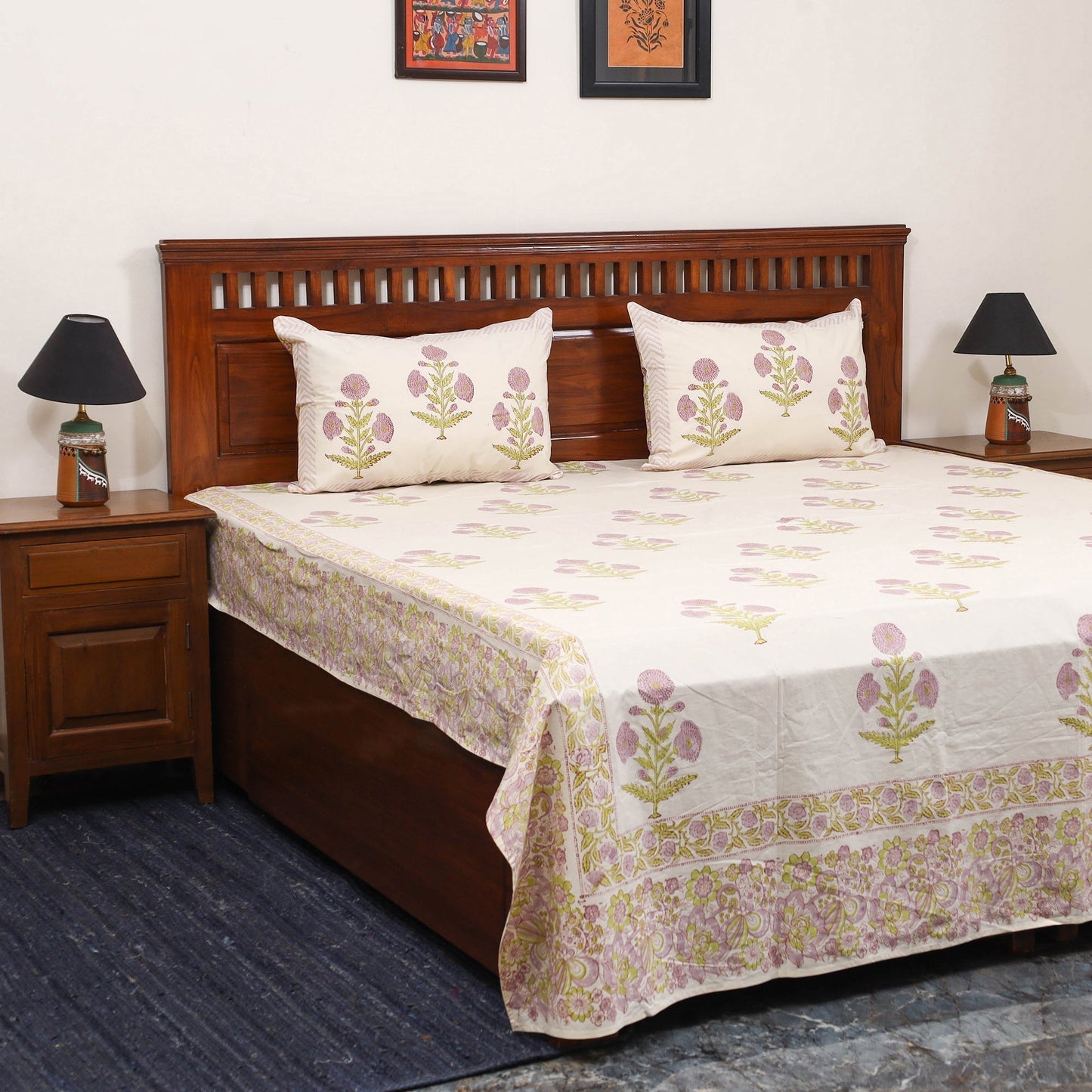 Cotton double sanganeri bed sheet set (108 x 90 in) 05
