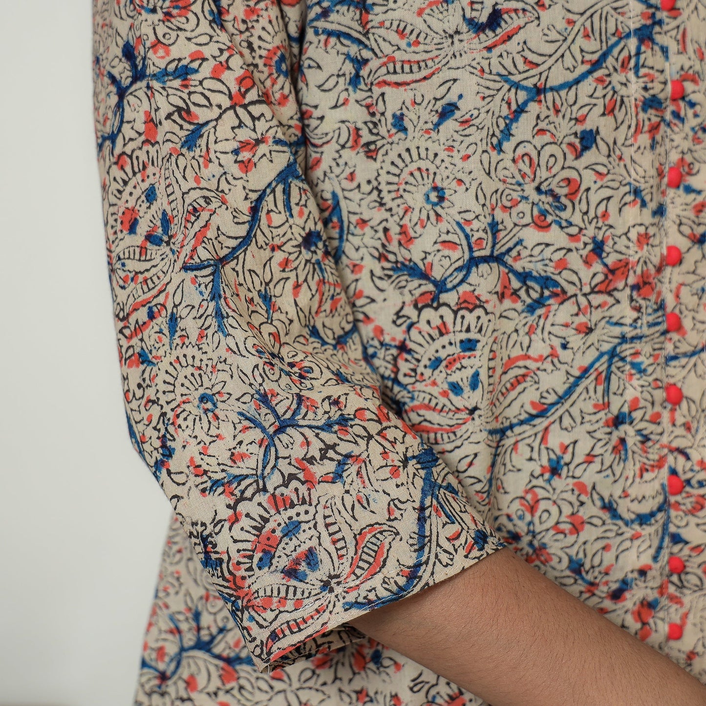 Buy Block Print Cotton A-Line Kalamkari Kurta For Women