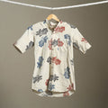 Beige Block Print Cotton Men Half Sleeve Ajrakh Shirt