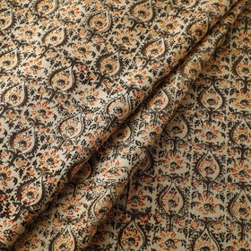  Beige Block Print Cotton Pedana Kalamkari Fabric