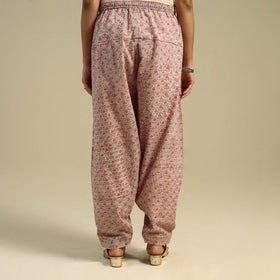 Beige Block Print Cotton Sanganeri Salwar