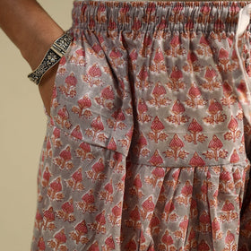 Beige Block Print Cotton Sanganeri Salwar