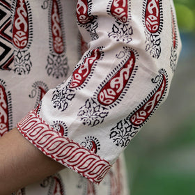 Buy Block Print Mul Cotton Straight Bagh Kurta For Women