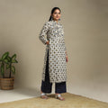 Beige Block Print Natural Dyed Cotton Straight Ajrakh Kurta